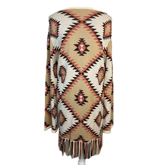 Tasha Polizzi Sweater Tunic Size XL Pullover V Neck Beads Fringe Western Boho - Picture 2 of 11
